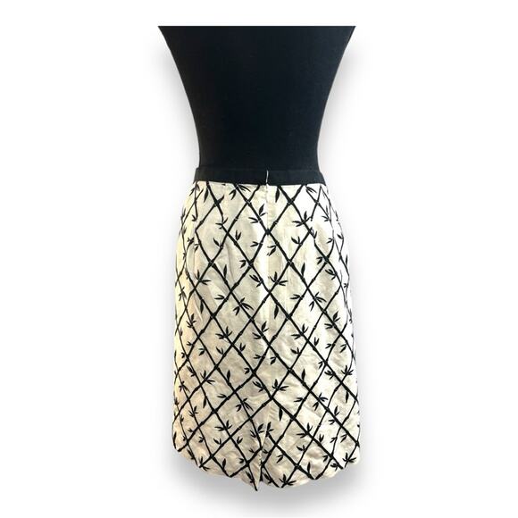 TALBOTS Vintage Ivory and Black Bamboo Embroidered A Line Skirt SZ 6 - Picture 8 of 11